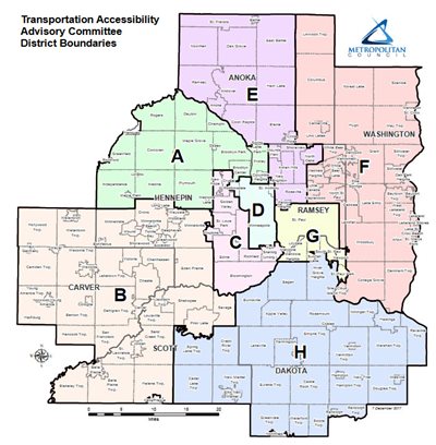 See Transportation Accessibility Advisory Committee District Boundaries map (pdf). Transportation Accessibility Advisory Committee District Boundaries map.