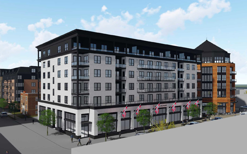 The former Sons of Norway property in the Uptown neighborhood of Minneapolis is being redeveloped into 317 market-rate apartments, and office and retail space