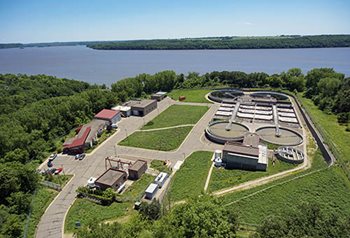 Aerial photo of water resource recovery plant in Cottage Grove.
