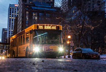 Route 70 bus in downtown Saint Paul.