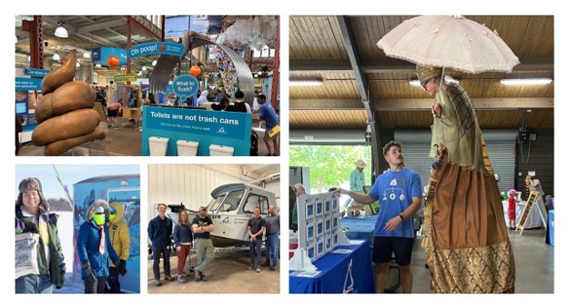Collage of wastewater and water photos.