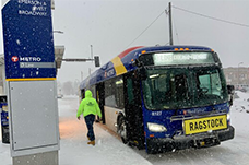 A bus in the snow